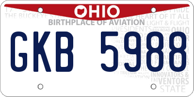 OH license plate GKB5988