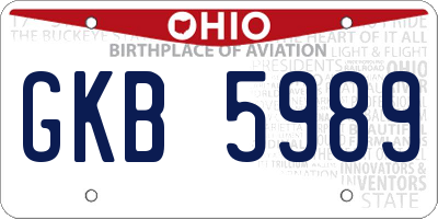 OH license plate GKB5989