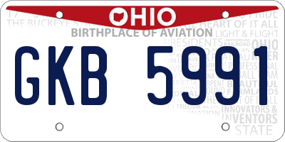 OH license plate GKB5991