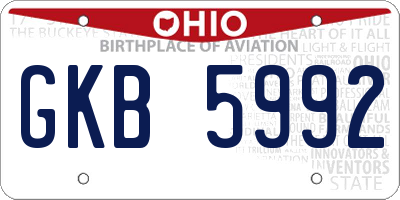 OH license plate GKB5992