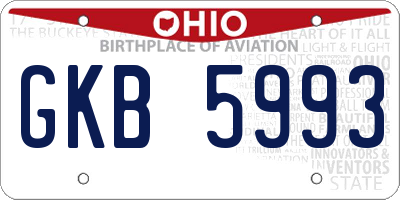 OH license plate GKB5993