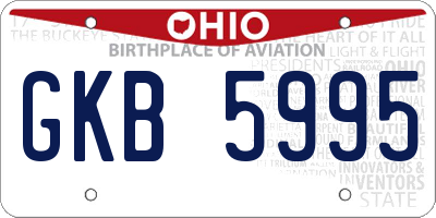 OH license plate GKB5995