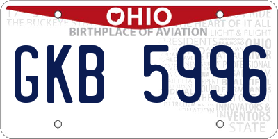 OH license plate GKB5996