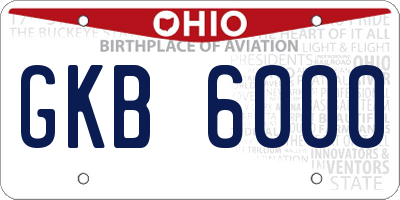 OH license plate GKB6000