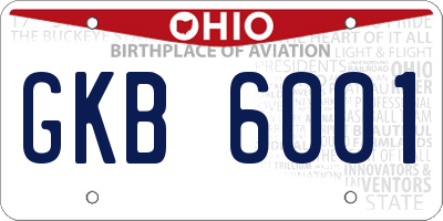 OH license plate GKB6001