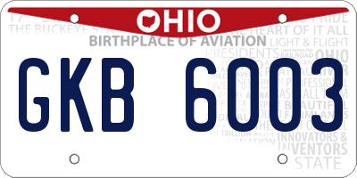 OH license plate GKB6003