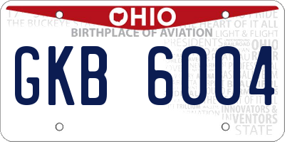 OH license plate GKB6004