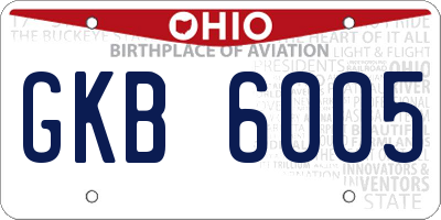 OH license plate GKB6005