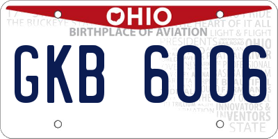 OH license plate GKB6006
