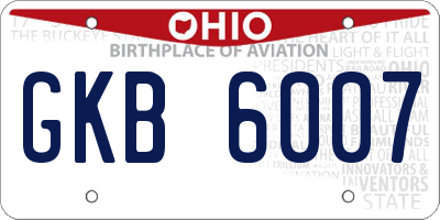 OH license plate GKB6007