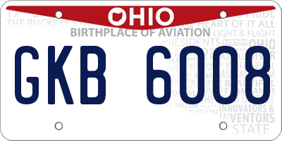 OH license plate GKB6008
