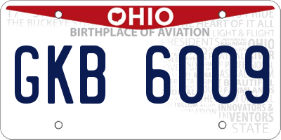 OH license plate GKB6009