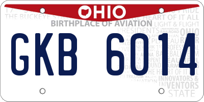 OH license plate GKB6014