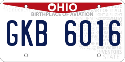 OH license plate GKB6016