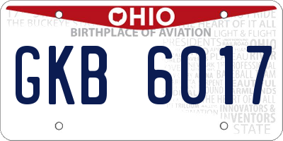 OH license plate GKB6017