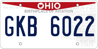 OH license plate GKB6022