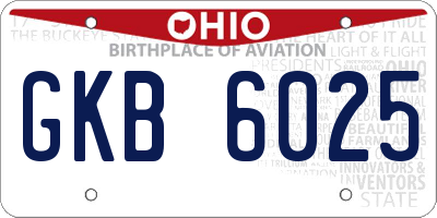 OH license plate GKB6025