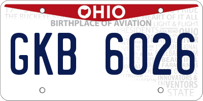 OH license plate GKB6026
