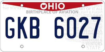 OH license plate GKB6027
