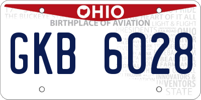 OH license plate GKB6028
