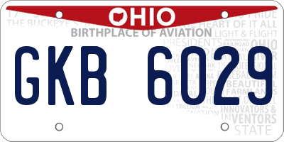 OH license plate GKB6029
