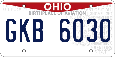 OH license plate GKB6030
