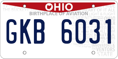 OH license plate GKB6031