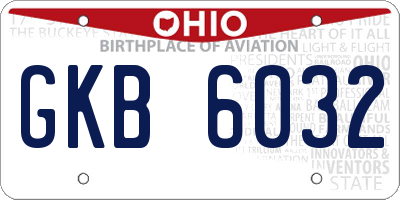OH license plate GKB6032
