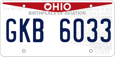 OH license plate GKB6033