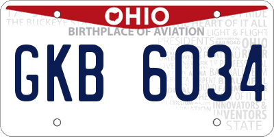 OH license plate GKB6034