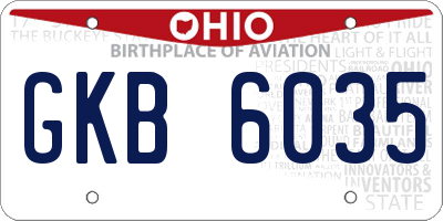 OH license plate GKB6035