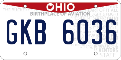 OH license plate GKB6036