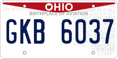 OH license plate GKB6037