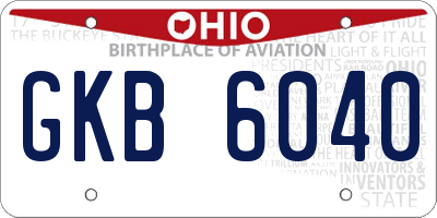 OH license plate GKB6040