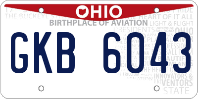 OH license plate GKB6043