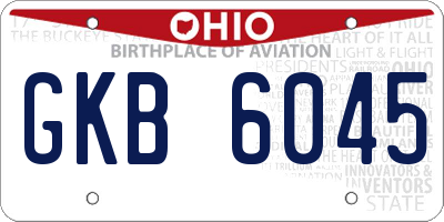 OH license plate GKB6045
