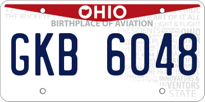 OH license plate GKB6048
