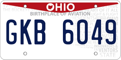 OH license plate GKB6049