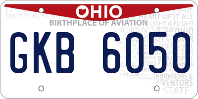 OH license plate GKB6050