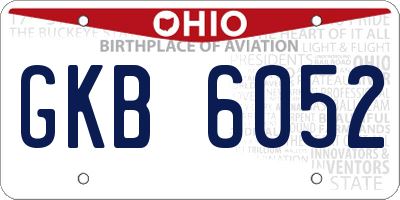 OH license plate GKB6052