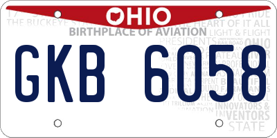 OH license plate GKB6058