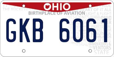 OH license plate GKB6061