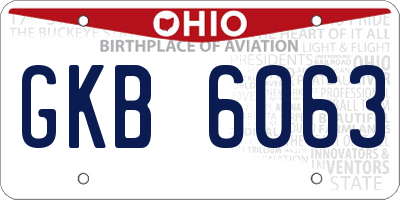 OH license plate GKB6063