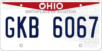 OH license plate GKB6067