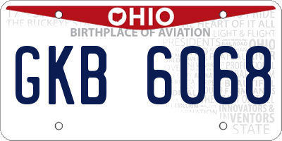 OH license plate GKB6068