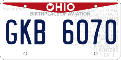 OH license plate GKB6070