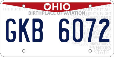 OH license plate GKB6072