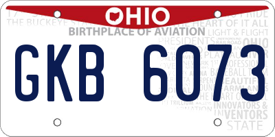 OH license plate GKB6073