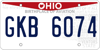 OH license plate GKB6074