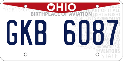 OH license plate GKB6087